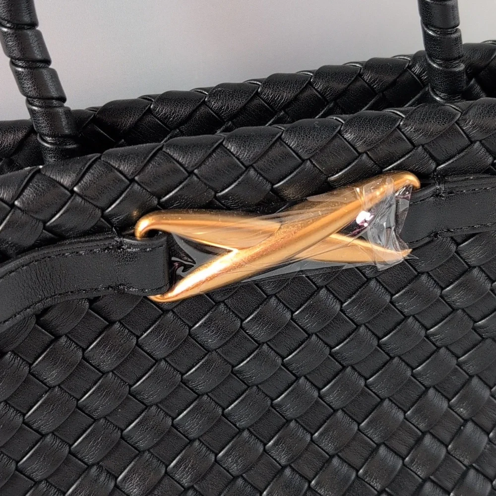 JW PEI Black Woven Elora Tote Bag Purse - Picture 3 of 13